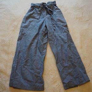 Capri Blue High Waisted Tie Pants